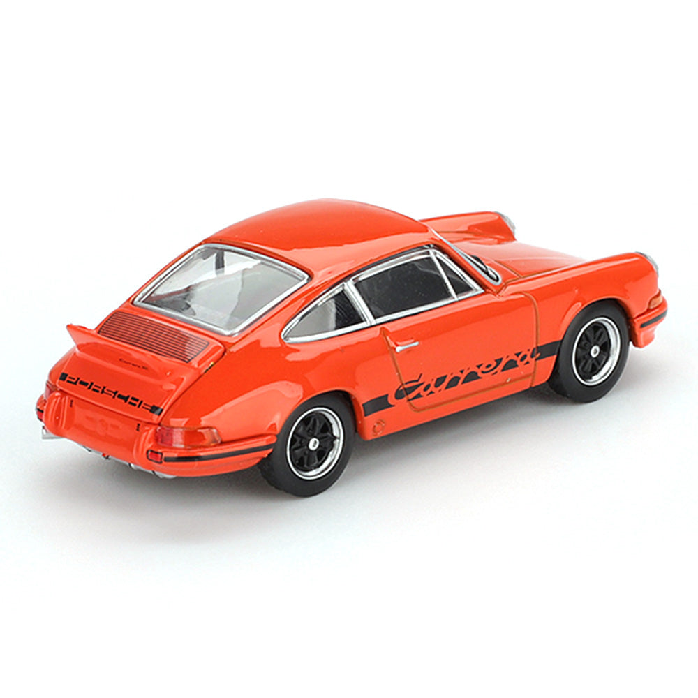 MINI GT 1:64 Porsche 911 Carrera RS 2.7 Tangerine with Black Livery Die-Cast Model Car
