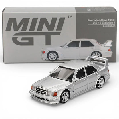 MINI GT 1:64 (Blister)-Subaru Impreza WRC99 #23 2000 Acropolis Rally LHD + Mercedes-Benz 190E 2.5-16 Evolution II -- Astral Silver