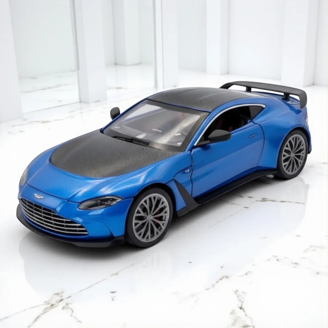 Joy Junction 1:32 Aston Martin V12 Vantage Diecast Metal Car Model – Blue, Opening Doors