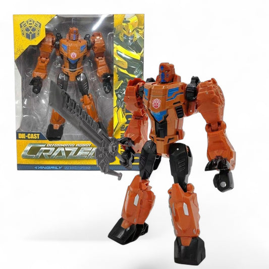 Mecha Crazed 1/10 Scale Robot Transforming Action Figure | Deformation Transforming With Weapon For Kids