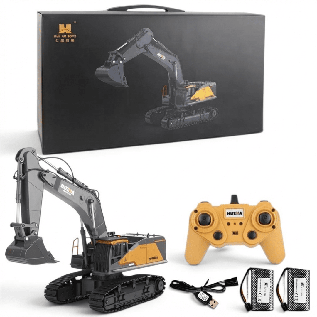 HUINA 1592 1:14 Scale RC Excavator | 22CH 2.4GHz Semi-Alloy Remote Control Crawler Excavator Construction Vehicle | 14+