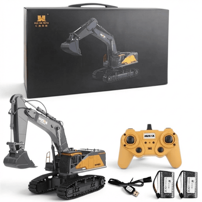 HUINA 1592 1:14 Scale RC Excavator | 22CH 2.4GHz Semi-Alloy Remote Control Crawler Excavator Construction Vehicle | 14+