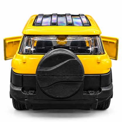 Road Burner Metal Racers NS023 Yellow Diecast SUV Toy Car with Pull Back Action & Openable Doors for Kids Ages 3+