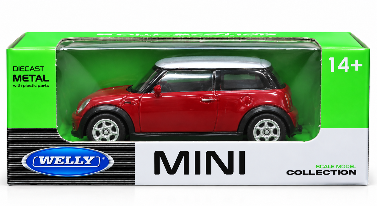 Welly 1:64 Mini Cooper Red Die-Cast Metal Model Car