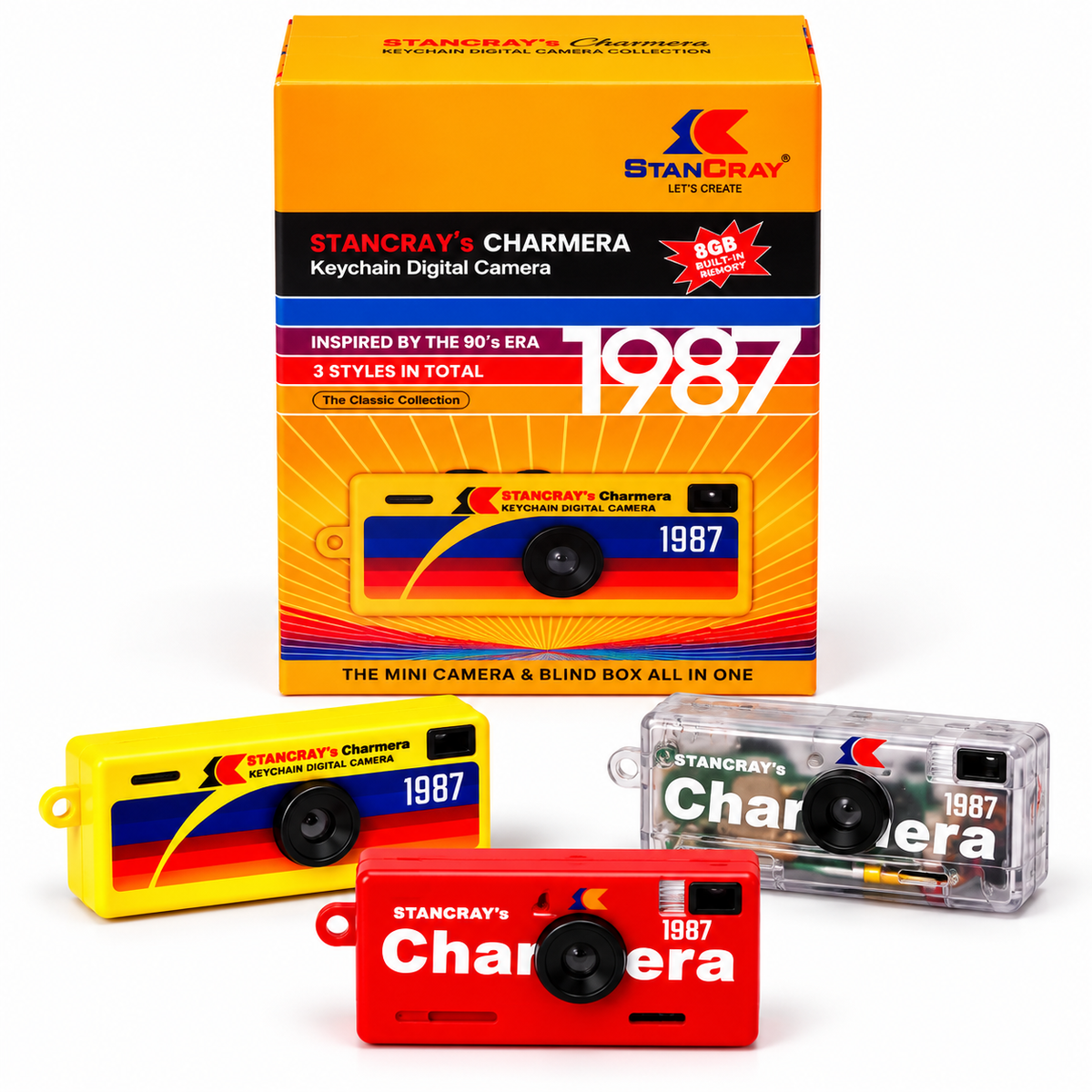 STANCRAY’s Charmera Keychain Digital Camera 1987 Retro 90s Style Mini Camera with 8GB SD Card – Blind Box, 1 Random Design