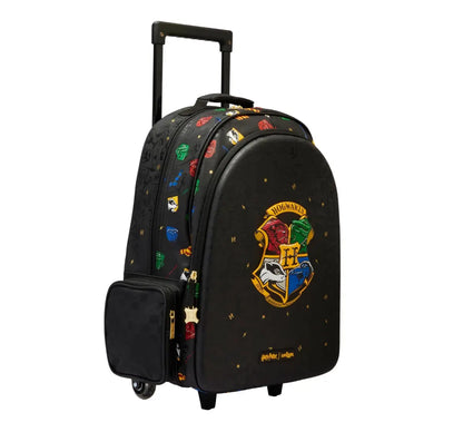 Smiggle Harry Potter Hogwarts 18 Inch Trolley Backpack – 18L Kids Rolling School Bag with Extendable Handle & Wheels – Black