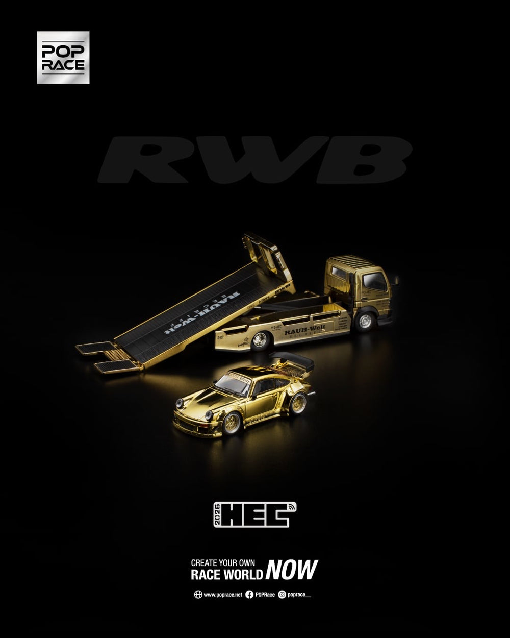POP RACE 1:64 HEC 2026 RWB 930 & Pandem Fuso-300 Transporter