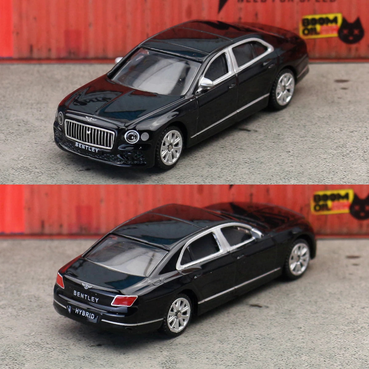 CCA 1:70 Bentley Flying Spur Hybrid L04-01 Die-Cast Model Car | Black Luxury Sedan with Detailed Interior, Silver Wheels & Metal Base | Premium Collectible Miniature