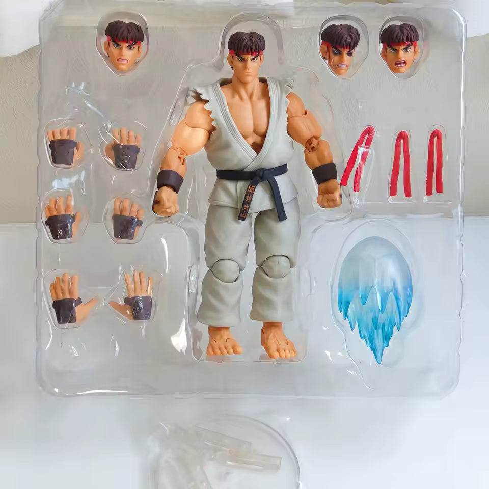 Street Fighter Ryu Action Figure – Highly Articulated Fighter Collectible with Interchangeable Hands & Accessories | Poseable Display Figure