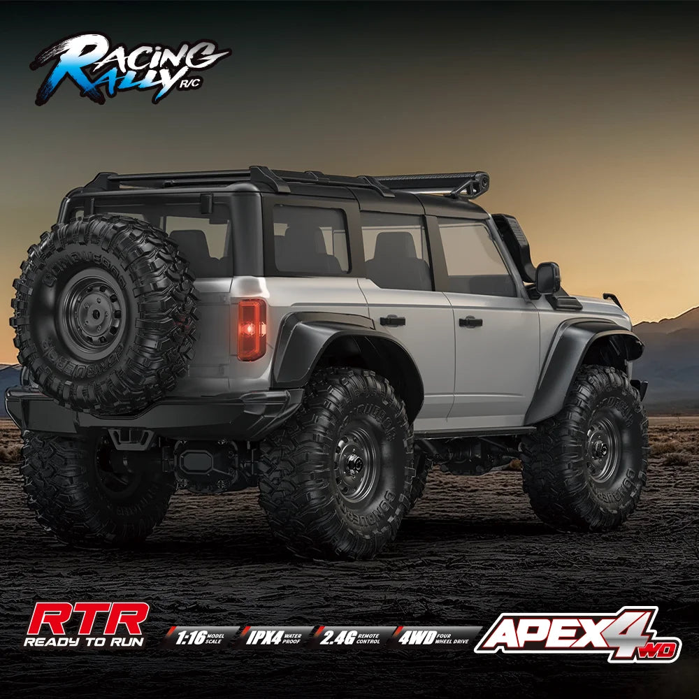 HB Toys Apex 4WD RC Off-Road Truck R1603 1:16 Scale 2.4GHz Remote Control Rock Crawler | Gray Edition