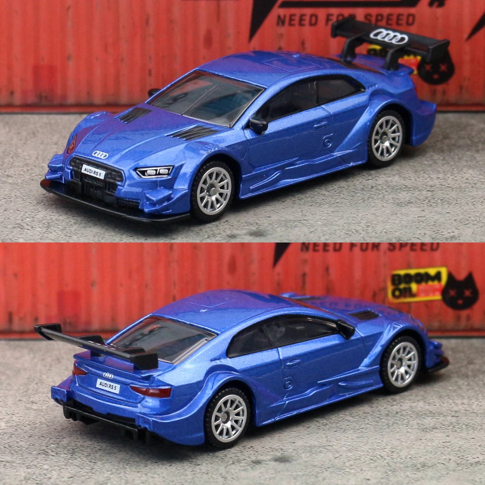 CCA 1:64 Audi RS5 Racing S05-02 Blue Die-Cast Model Car | Premium Racing Coupe Collectible with Rear Wing, Silver Wheels