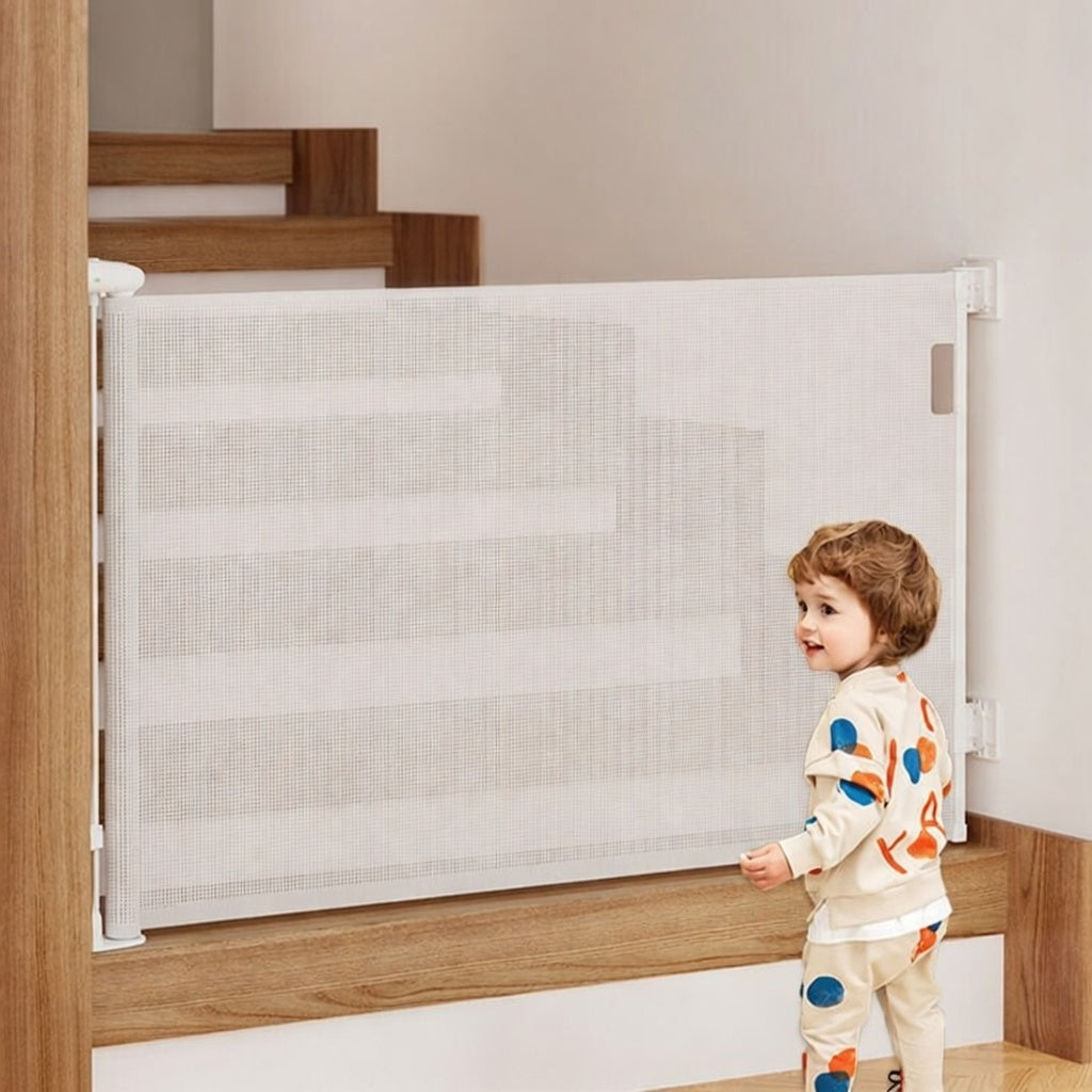 SG0021 Baby Safety Gate ,Extra Tall Retractable Stair Gate  Folding Baby & Pet Gate   | Adjustable Lower Bracket | Extra Height Protection