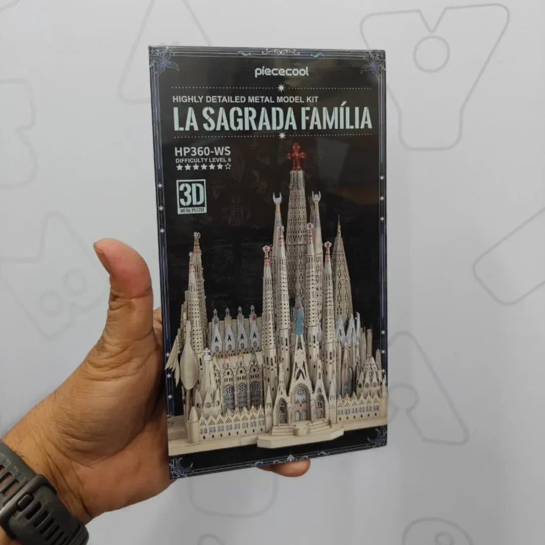 Piececool  3D Metal Puzzle La Sagrada Familia Cathedral Model – 450 Pieces – Level 6 Difficulty – Stainless Steel DIY Architecture Model Kit