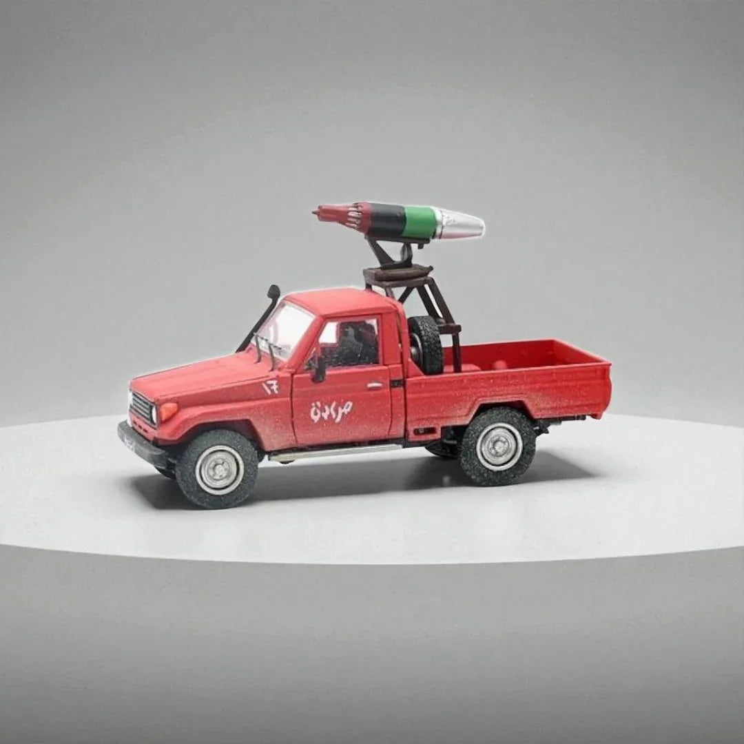 LC80 Toyota Land Cruiser Red Hardcover Edition – 1:64 Diecast Model Car with Ammunition & Rocket Launcher Accessories - Jaiman Toys