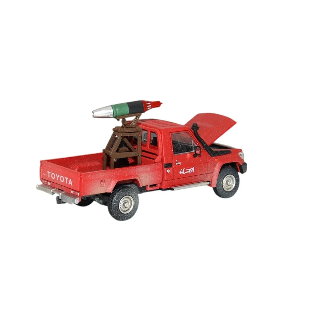 LC80 Toyota Land Cruiser Red Hardcover Edition – 1:64 Diecast Model Car with Ammunition & Rocket Launcher Accessories - Jaiman Toys