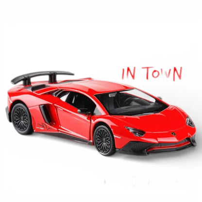 RMZ City 1:36 Lamborghini Aventador SV Coupe Diecast Car – Opening Doors, Pull Back Action (Red & Blue Variants)