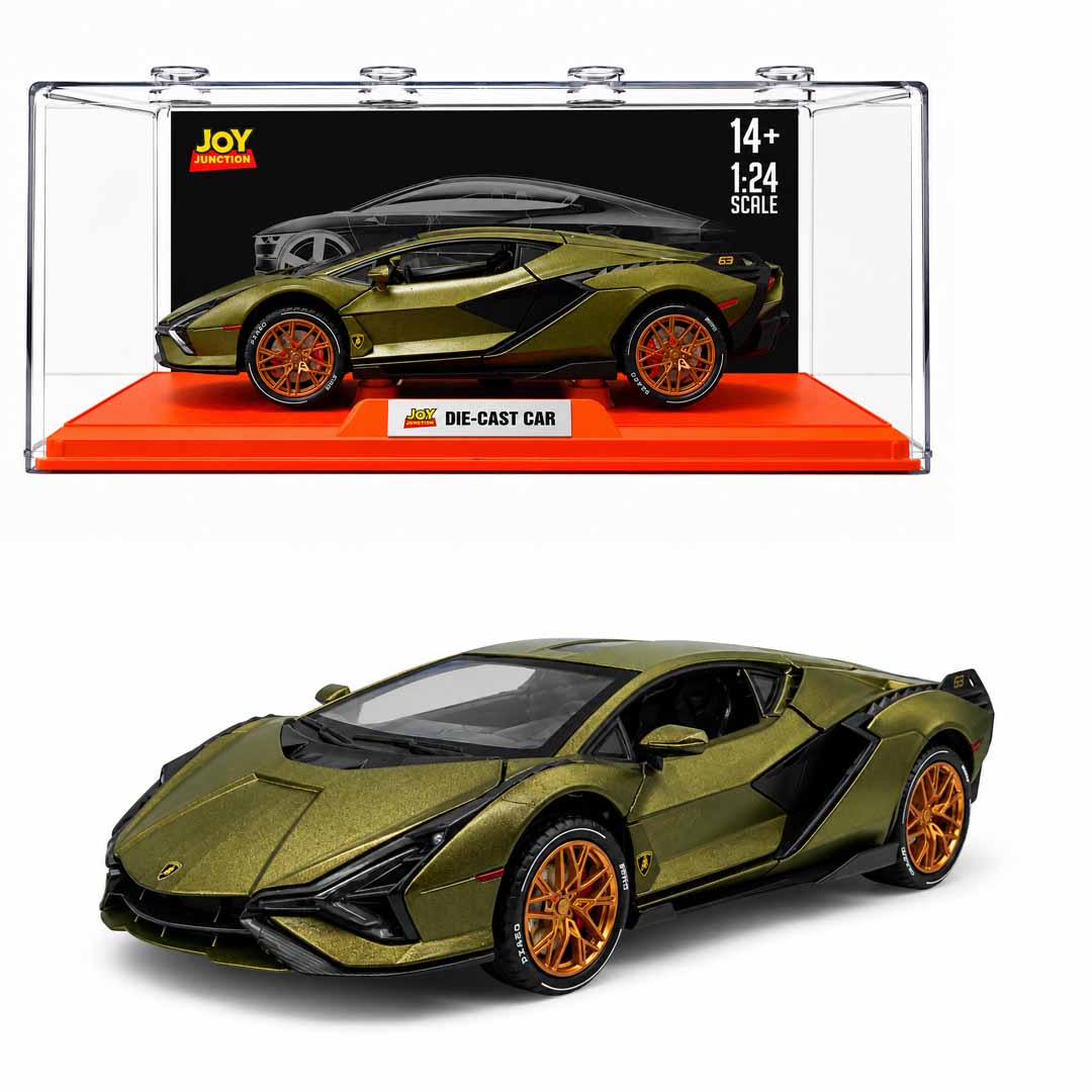 Joy Junction Lamborghini Sian FKP 63 1:24 Scale Die-Cast Model Car with Display Case – Premium Metal Hypercar Collectible (Olive Green)