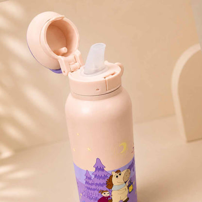 AFRESH 365 Unicorn Collection Stainless Steel Vacuum Insulated Water Bottle 560ml (19oz) | Kids Leakproof Straw Bottle with Flip-Top Lid & Carry Strap