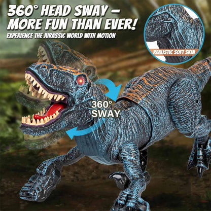 Remote Control 2.4G Walking Dinosaur Toy with Mist Spray, LED Lights & Roaring Sound – RC Robot Dino with 360° Neck Movement for Kids 3+ Years