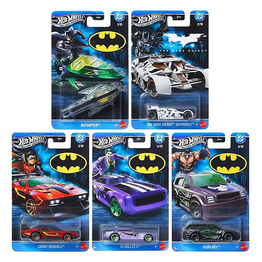 Hot Wheels Batman Series Pack of 5 Cars | DC Super Heroes Die-Cast | 1:64 Scale | HDG89-955S