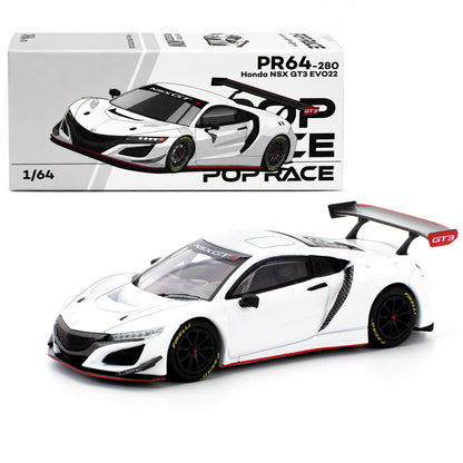 POP RACE 1:64 Honda NSX GT3 EVO22 White PR64-280 | Official Licensed Diecast Model Car (BGX)