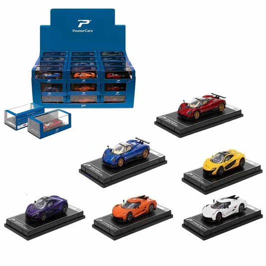 PosterCars 1:64 Hypercar League Collection – 6-Piece Diecast Model Set (Pagani Zonda F, Koenigsegg Jesko Absolut, McLaren P1)