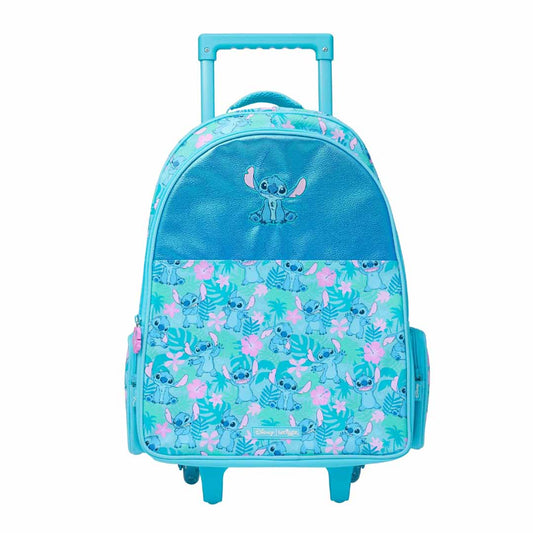 Smiggle Stitch 18-Inch Trolley Backpack for Kids – Colorful Disney Stitch School Bag with Light-Up Wheels & Extendable Handle