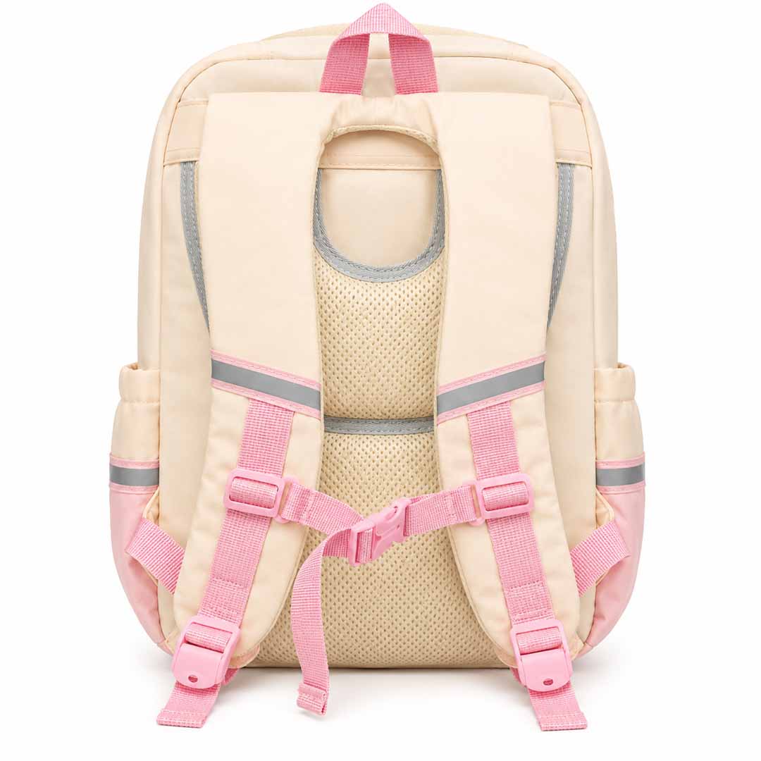 Futurelife Adventurer School Backpack for Kids 40cm | Lightweight Ergonomic School Bag with Multiple Compartments, Chest Strap & Water Bottle Pockets – Pink & Cream