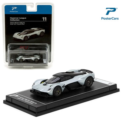 PosterCars 1:64 Aston Martin Valkyrie – Skyfall Silver -Blister Pack | Hypercar League Collection Diecast Model - Jaiman Toys
