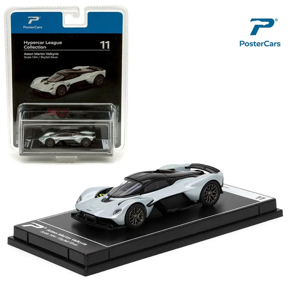 PosterCars 1:64 Aston Martin Valkyrie – Skyfall Silver -Blister Pack | Hypercar League Collection Diecast Model - Jaiman Toys