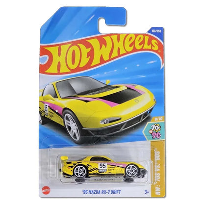Hot Wheels 1:64 Scale 5-Car Die-Cast Set – '95 Mazda RX-7 Drift + Audi 90 Quattro + Nerve Hammer X-Raycers + '68 Camaro HW Modified + Fast Foodie Hot Wheengs