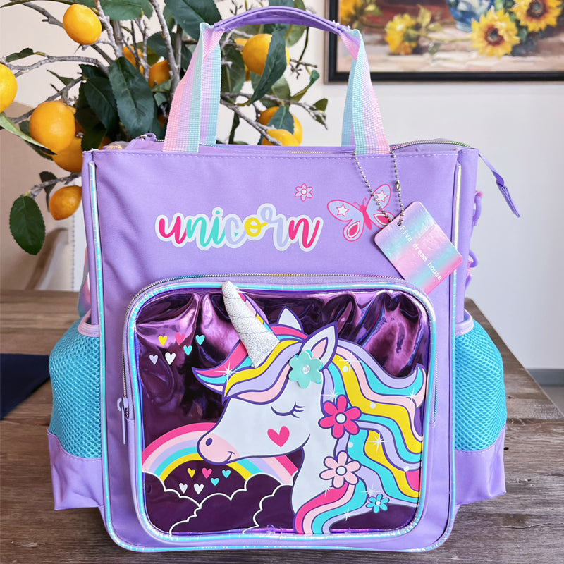 Vest Unicorn Rainbow Kids Backpack (32 x 26 cm) | Magical Unicorn-Themed School & Activity Bag with Side Mesh Pockets