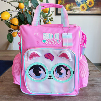 Vest Field of Cats Kids Backpack (32 x 26 cm) | Cute Cat-Themed School & Activity Bag with Side Mesh Pockets
