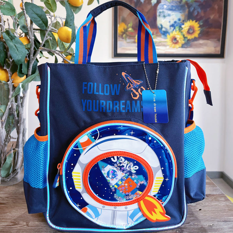 Vest Follow Your Dreams Space Astronaut Kids Vest Backpack (32 x 26 cm) | Rocket-Themed School & Activity Bag with Shaker Pocket