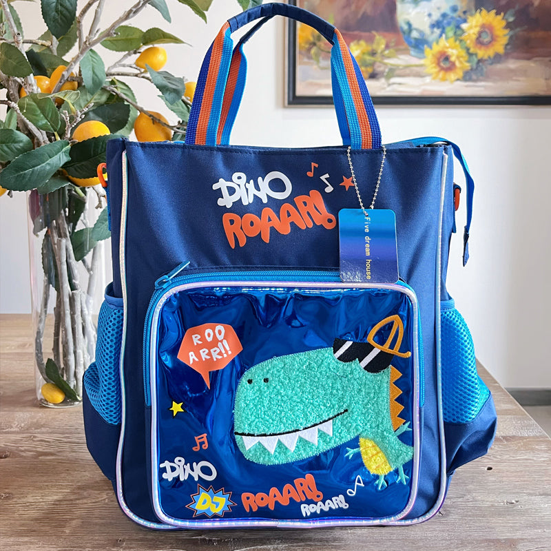 Vest Dino Roaarr Kids Backpack (32 x 26 cm) | Dinosaur-Themed School & Activity Bag with Side Mesh Pockets