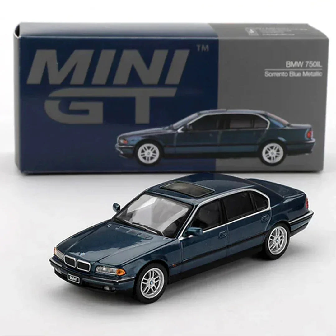 MINI GT 1:64 BMW 750IL Sorrento Blue Metallic Diecast Car