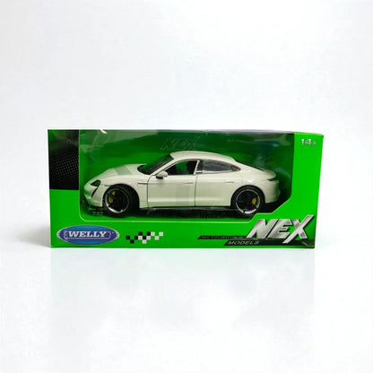 WELLY 1:24 Porsche Taycan Turbo S Die-Cast Car Model - White (24107) - Jaiman Toys