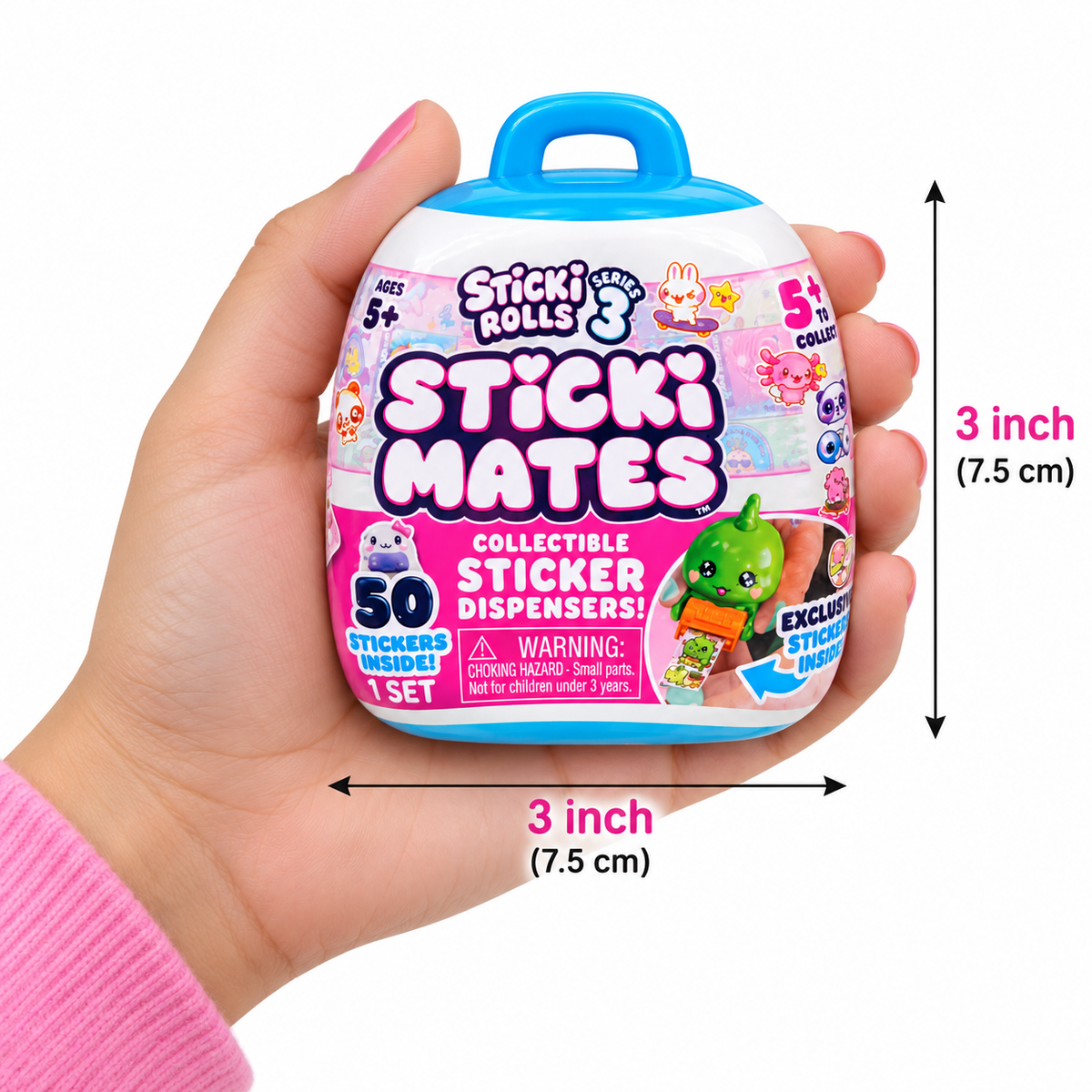 STICKI ROLLS Sticki Mates Blind Box Charm – Collectible Sticker Dispenser | Mystery Collectible, 5 Sticki Rolls, 50 Holographic Stickers, Built-In Sticker...