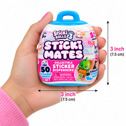 STICKI ROLLS Sticki Mates Blind Box Charm – Collectible Sticker Dispenser | Mystery Collectible, 5 Sticki Rolls, 50 Holographic Stickers, Built-In Sticker...