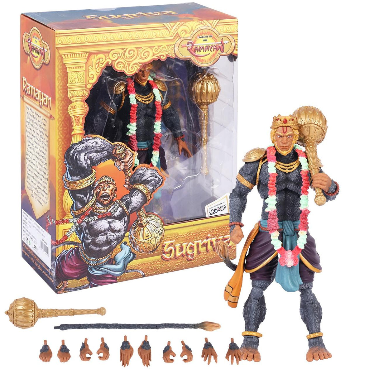 Legends of the Ramayan 1:12 Scale Sugriva Collector Action Figure with Gada, Tail & Interchangeable Hands