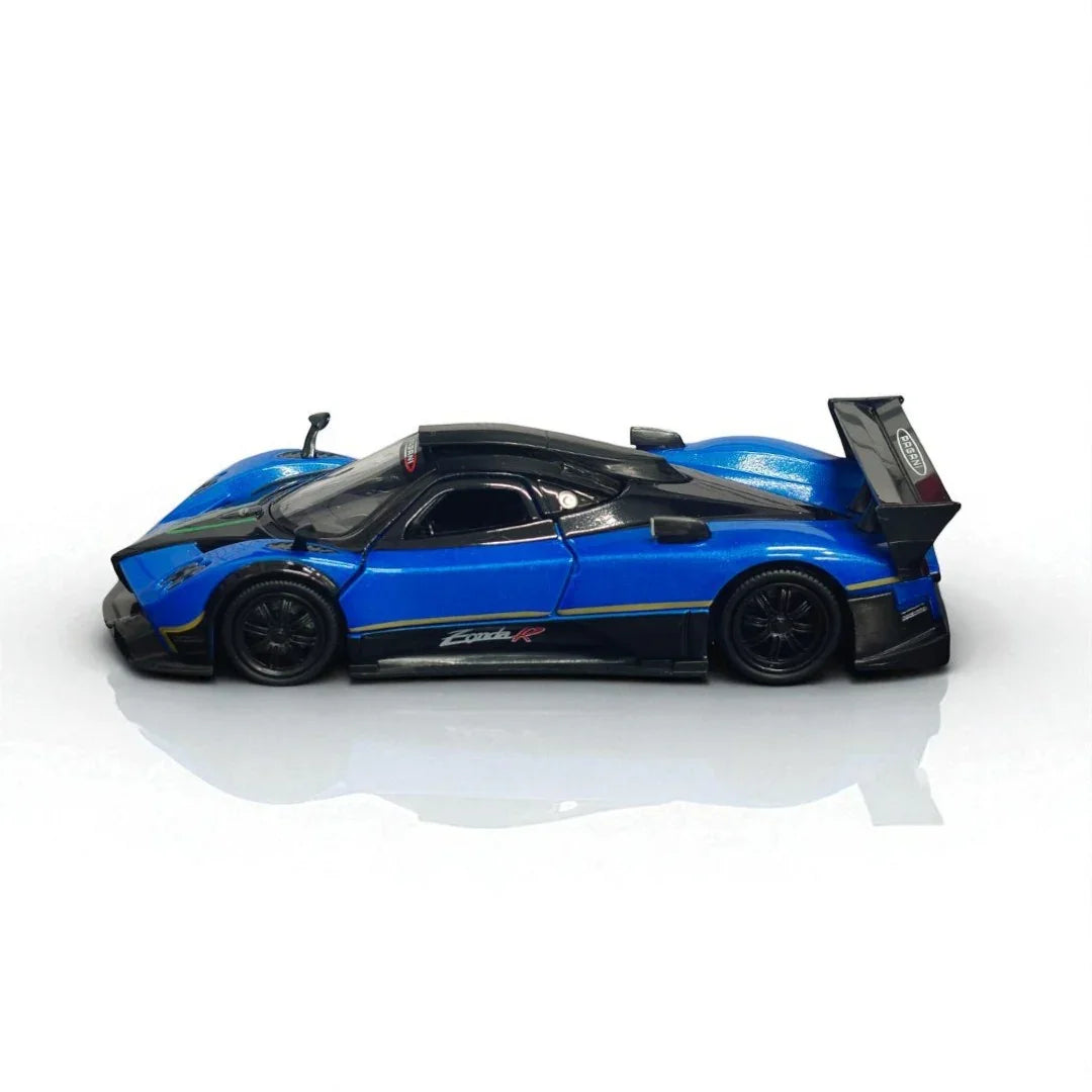 RMZ Hobby 1:32 Pagani Zonda R Die-Cast Model Car – Blue with Openable Doors, Pull-Back Action, Light & Sound (664975) - Jaiman Toys