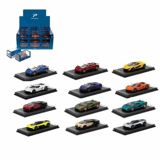 PosterCars 1:64 Hypercar League Collection – 12-Piece Diecast Supercar Set (Pagani, McLaren, Koenigsegg, Lamborghini, Bugatti, Aston Martin)