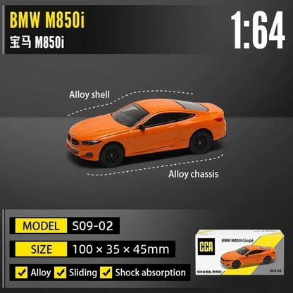 CCA 1:64 BMW M850i Coupé S09-02 Die-Cast Model Car – Orange BMW Luxury Sports Coupe Miniature | Premium Alloy Collectible Car