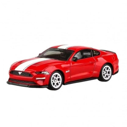CCA 1:64 Ford Mustang GT S06-02 Die-Cast Model Car | Red American Muscle Car with White Racing Stripes, Detailed Interior & Silver Sport Wheels | Premium Collectible Miniature