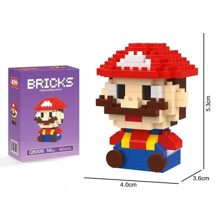 Micro Building Blocks Character Figure – DIY Mini Brick Puzzle Toy with Display Model, Assorted Character Designs, 3+ Years