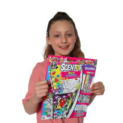 Scentos On The Go 3 In 1 Colouring Activity Set - Jaiman Toys
