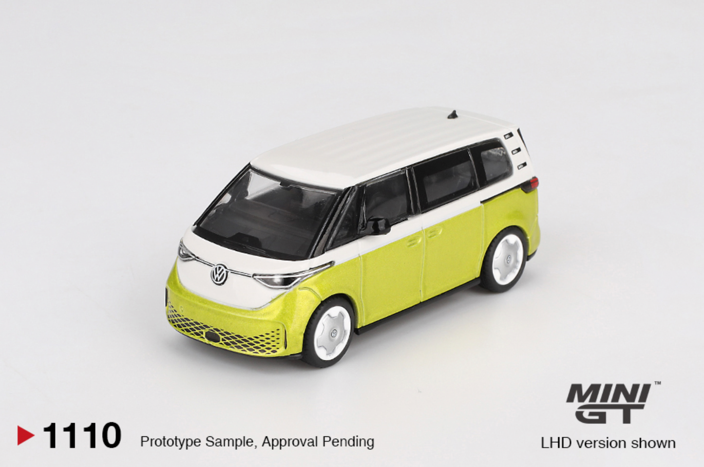 Mini GT 1:64 Volkswagen ID. Buzz Candy White & Pomelo Yellow Diecast Electric Van Model