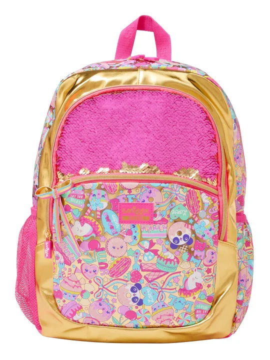 Smiggle School Bag : Gold Flip Sequin 20 Birthday Colorful & Stylish 16 Inch Backpack for Kids - Jaiman Toys