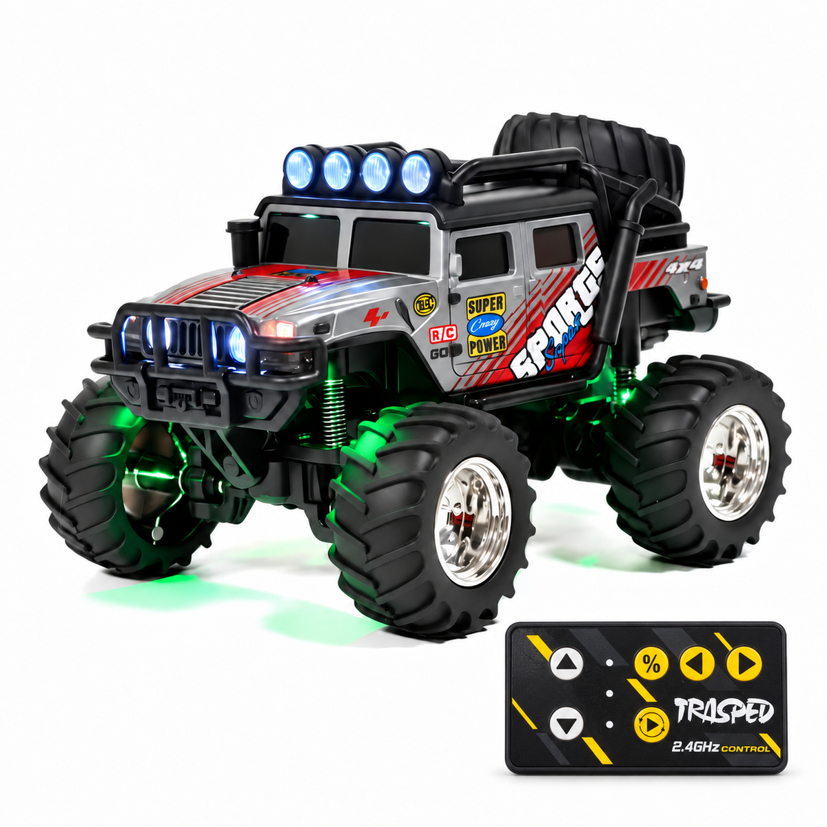 TRASPED HG4-525 Mini RC Off-Road Rock Crawler Truck – Metal Body, 2.4GHz Remote & App Control, LED Lights
