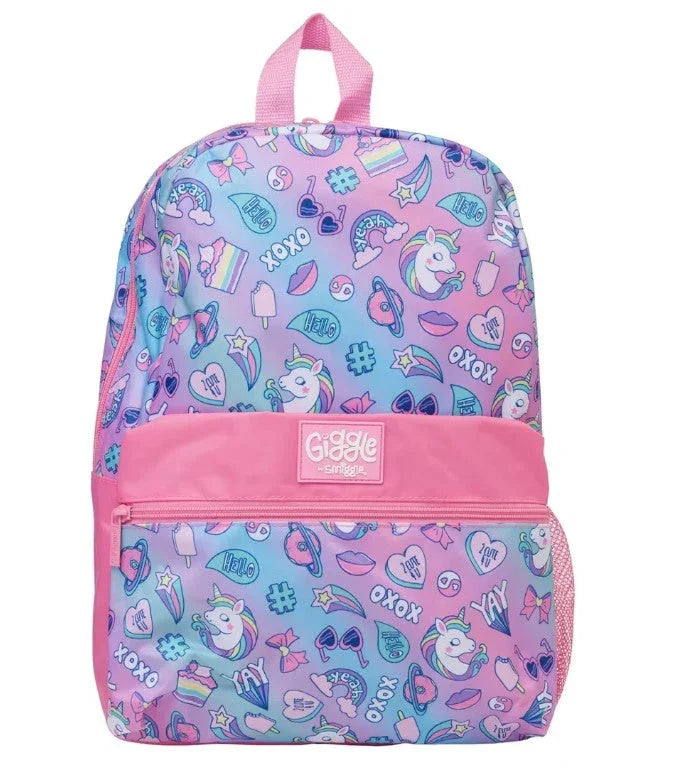 Smiggle Giggle Unicorn Backpack – Kids School Bag with Padded Straps, Multiple Compartments & Mesh Bottle Sleeve